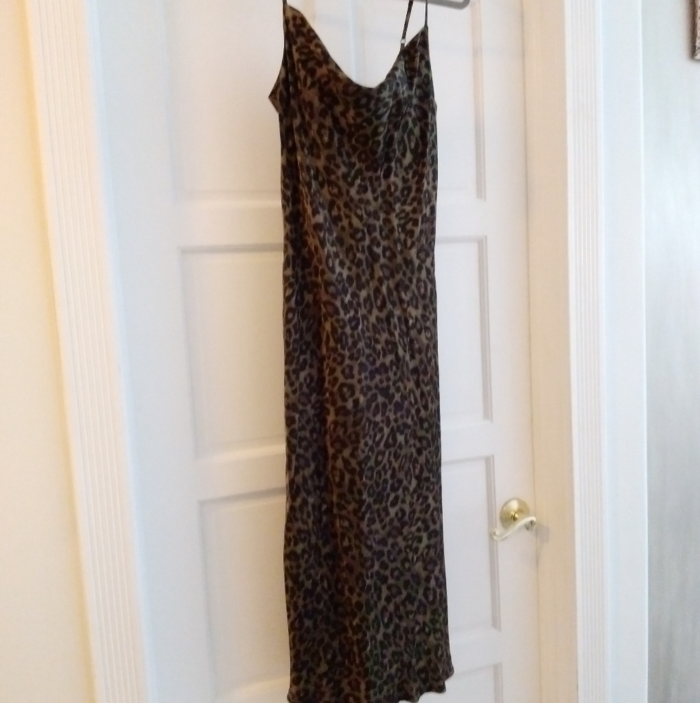 ZARA cheetah print cowl neck maxi dress.